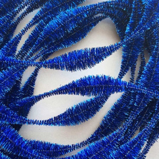 Large 5" Bump Chenille in Metallic Blue Tinsel ~ 1 yd. (8 bumps)